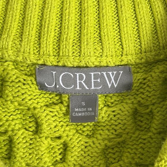 J. Crew Chunky Cable Knit Crewneck Fisherman Sweater Size S Small Green BV360 - Picture 4 of 5